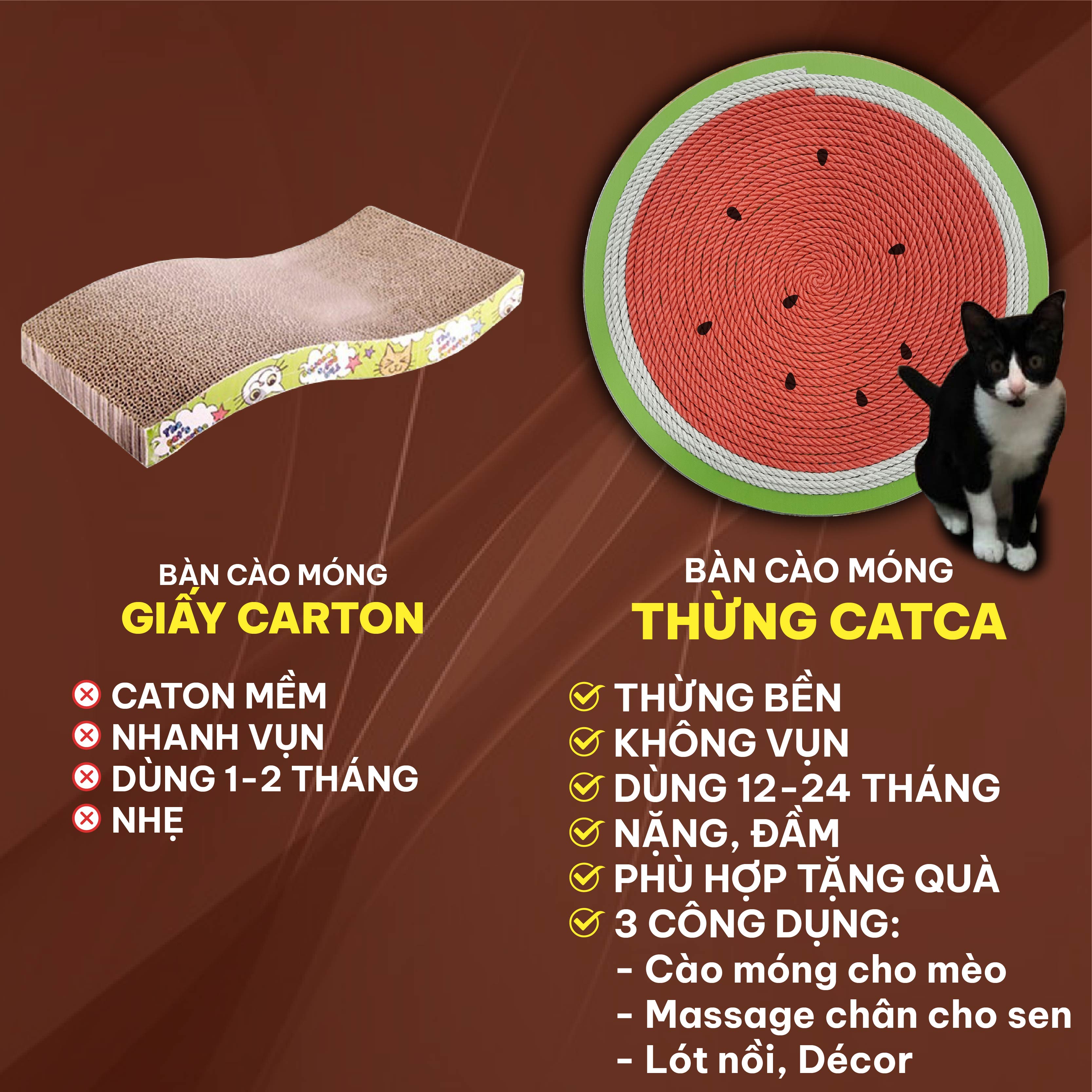 Bàn cào móng mèo cào thừng siêu bền CATCA - BCM Dưa hấu