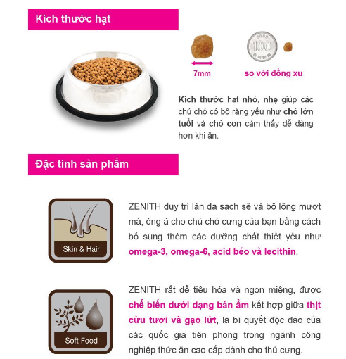 HẠT MỀM CHO CHÓ ZENITH, HẠT MỀM CHO CHÓ CON VÀ CHÓ TRƯỞNG THÀNH