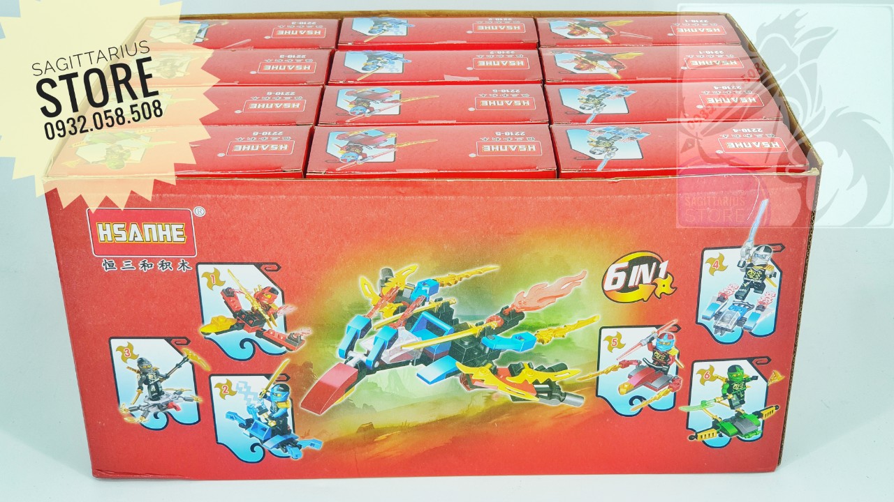 [HCM]Bộ 6 Minifigures Ninjago 6 in 1 Lắp Ráp Phi Cơ Ninja ( 194 Mảnh )