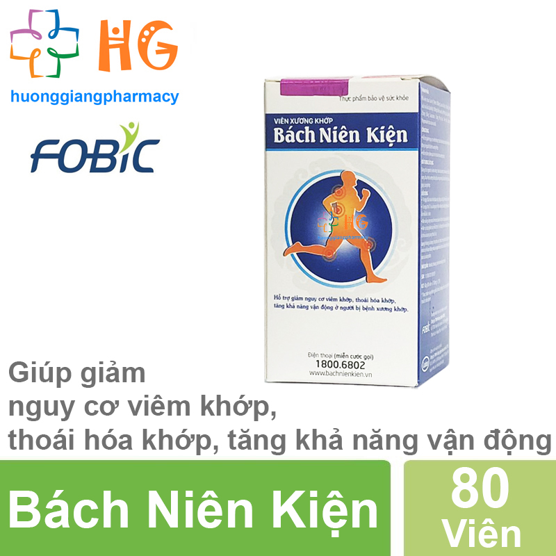 Bách Niên Kiện - Hỗ trợ giảm nguy cơ viêm khớp, thoái hóa khớp, tăng khả năng vận động ở người bị bệnh xương khớp (Lọ 80 viên)