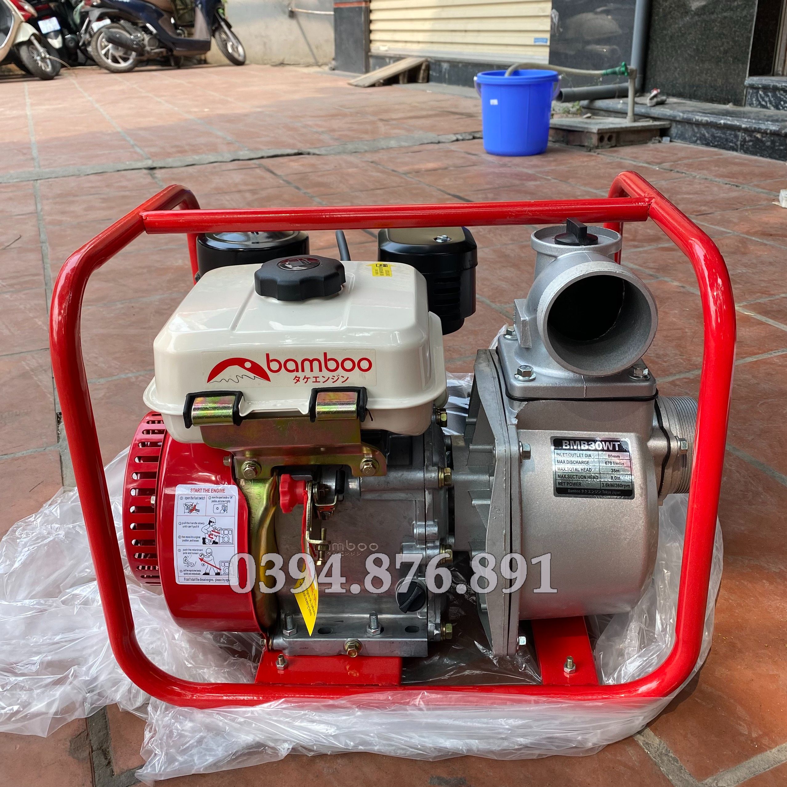 [FREE SHIP] Máy Bơm Nước Chạy Dầu 6.5Hp Bamboo XB30WT