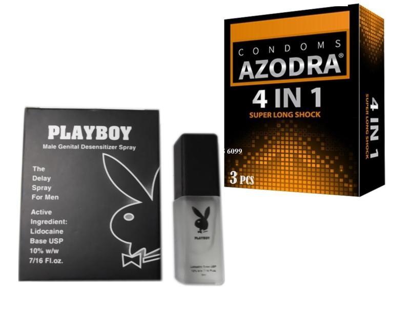 Bộ 1 Chai xịt kéo dài thời gian Playboy tặng 1 BCS AZODRA hộp 3 cái nhập khẩu