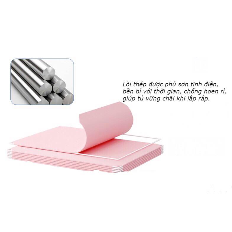 Tủ nhựa lắp ghép 12 ô  - decal bông tím