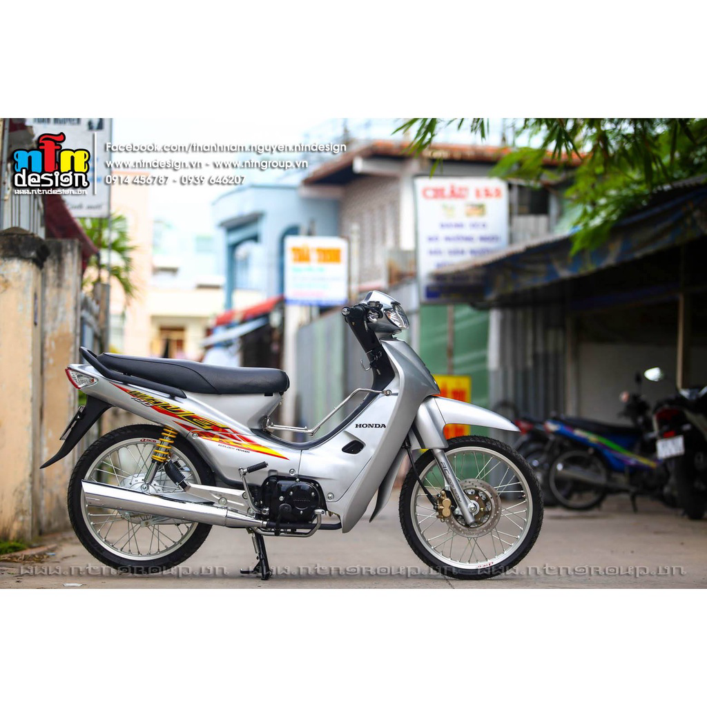 Tem Rời Dán Xe Wave Nhỏ Mẫu 2004 Bạc Đỏ Vàng