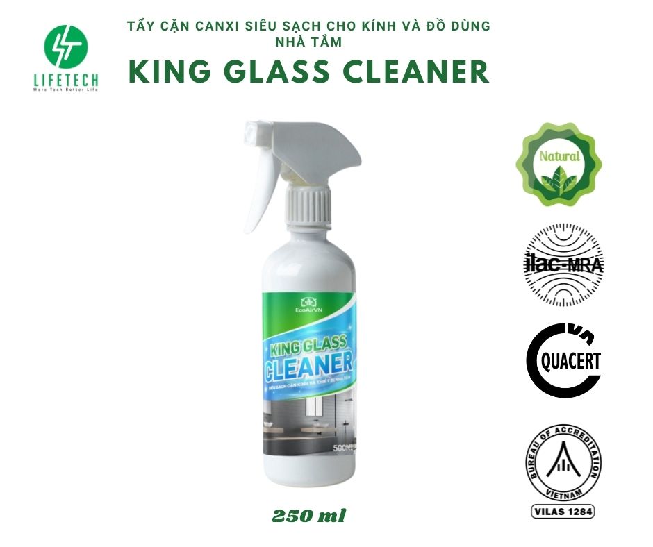 LÀM SẠCH CẶN CANXI VÀ THIẾT BỊ NHÀ TẮM KING GLASS CLEANER