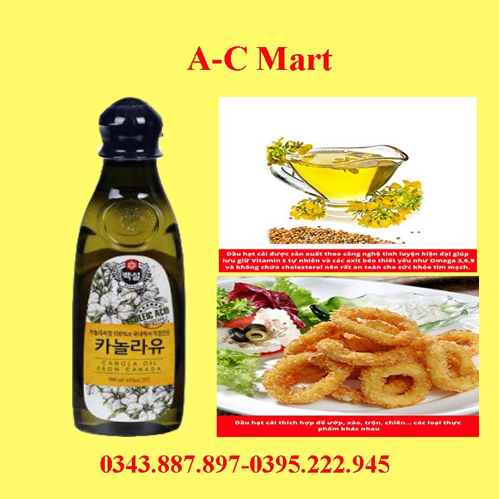 DẦU HẠT CẢI BEKSUL HÀN QUỐC CHAI 500ML
