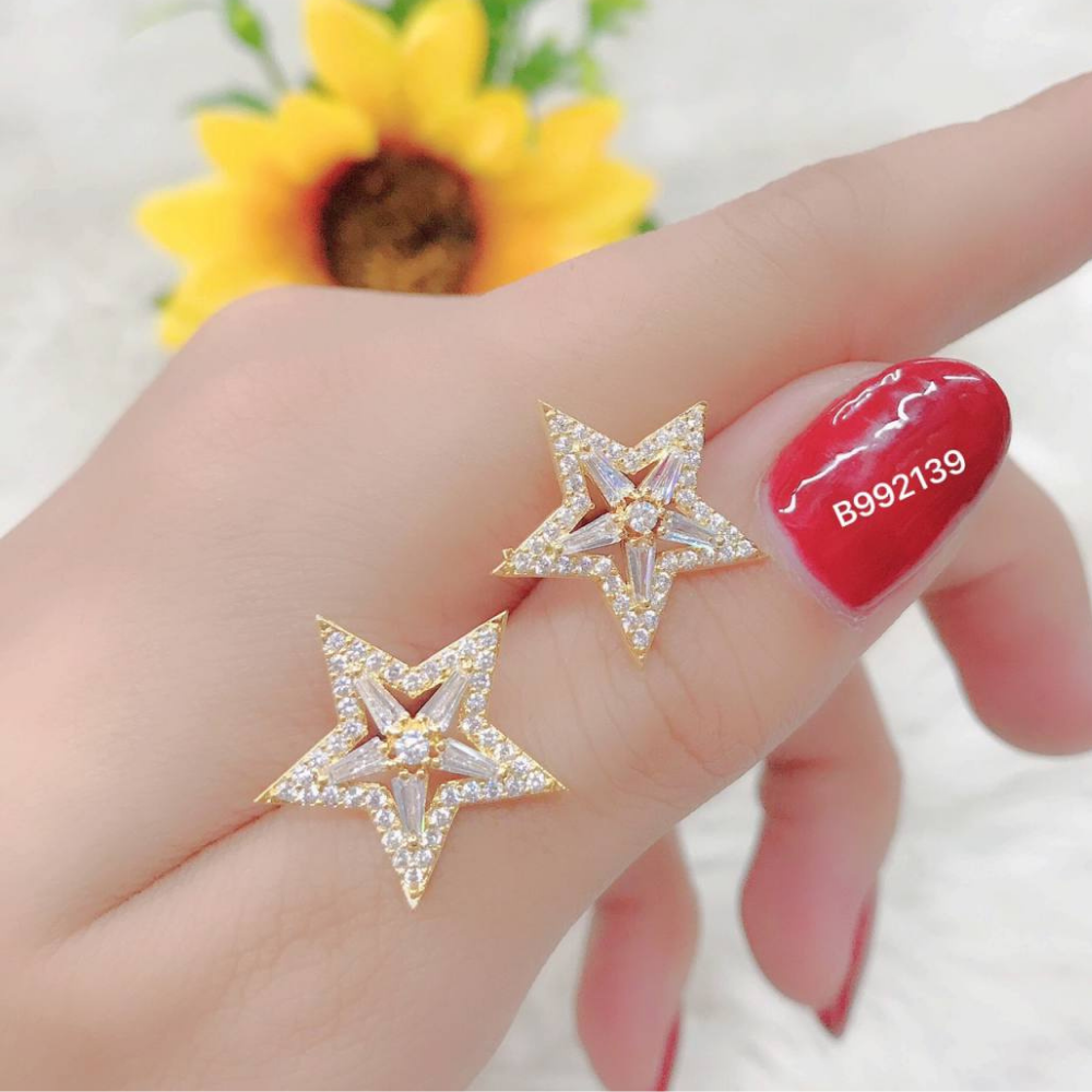 Bông tai nữ mạ vàng Five Star Đính Đá (01 Đôi Khóa Móc Gài) M3 03.12