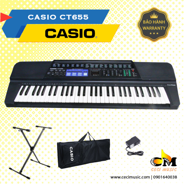 Đàn Organ Casio CT655 hàng nội địa Nhật, 61 phím, màn hình LCD, tích hợp nhiều âm, thích hợp cho người mới chơi, trẻ nhỏ