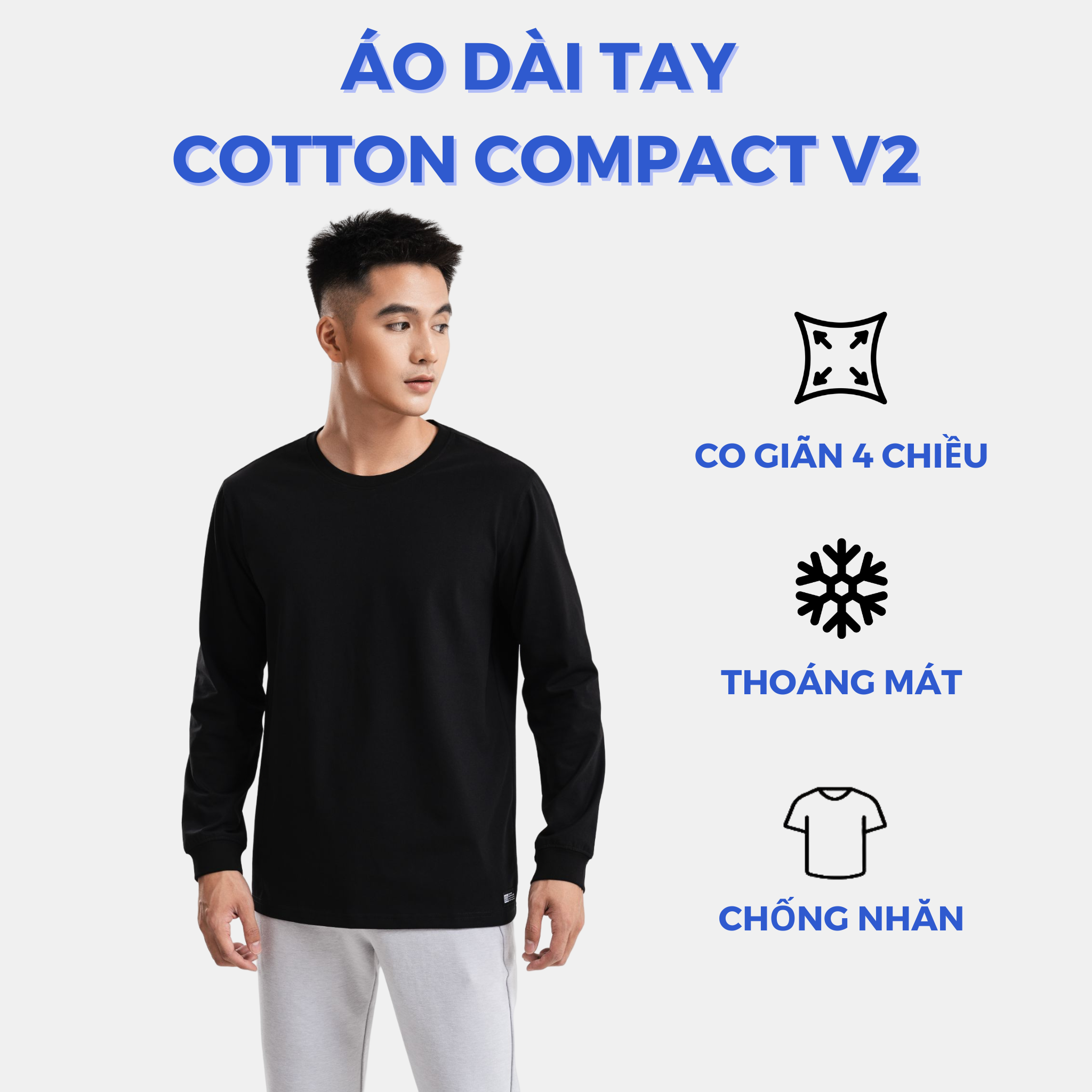 [CHỈ 2.1 MUA 3 GIẢM 15%]Áo thun dài tay nam cotton compact chống nhăn - thương hiệu Coolmate