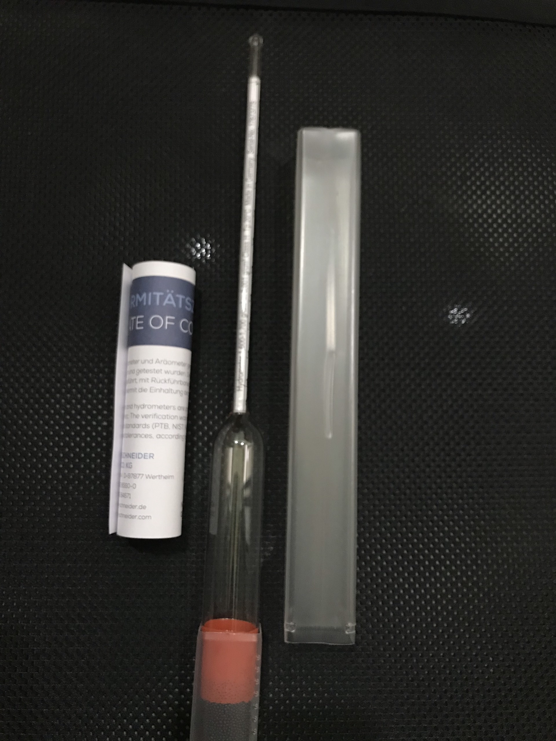 Tỷ trọng kế thân thủy tinh đo tỷ trọng từ 1.400-1.500: 0.001gr/cm3 ludwig schneider - đức