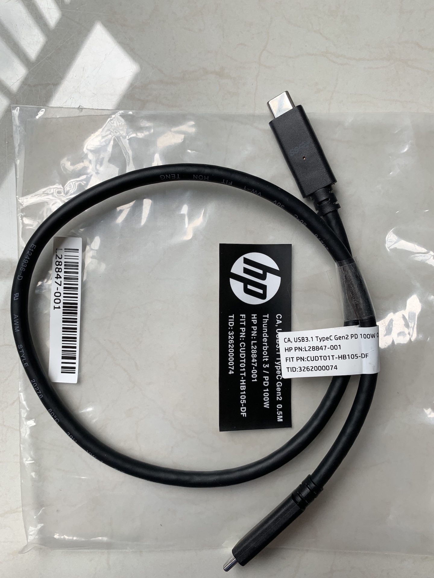 [Chính hãng] Cáp HP Thunderbolt 4 USB4 Type-C to C  40Gbps 240W 4K