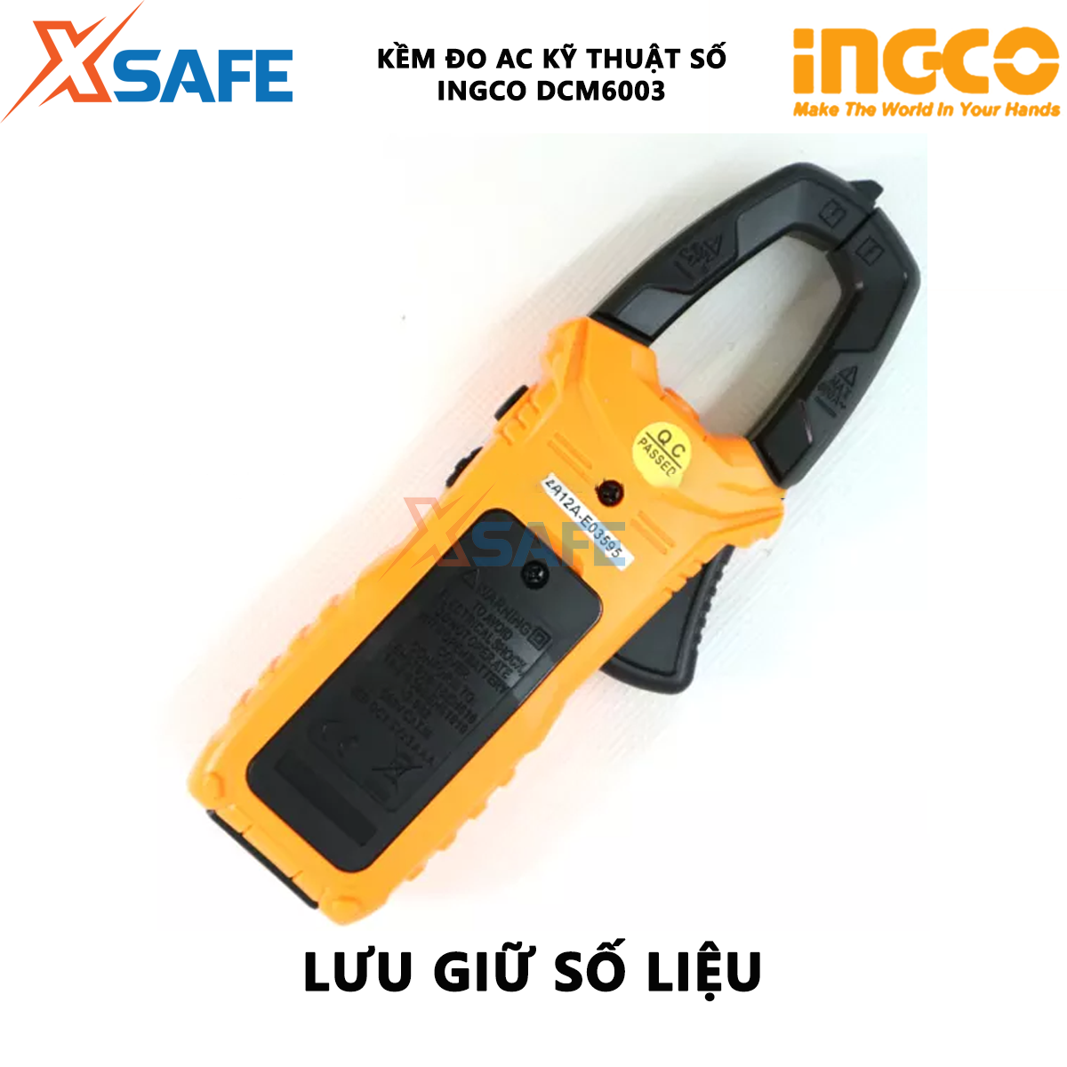Ampe kìm đo AC kỹ thuật số INGCO DCM6003 | Đồng hồ đo điện AC / DC 6000 Đếm Dữ liệu Giữ Dòng điện AC 10mA ~ 400A/±(2,5% +5) 400A~600A±(3%+5), máy đo kẹp sử dụng để đo dòng điện, điện áp hoặc điện trở