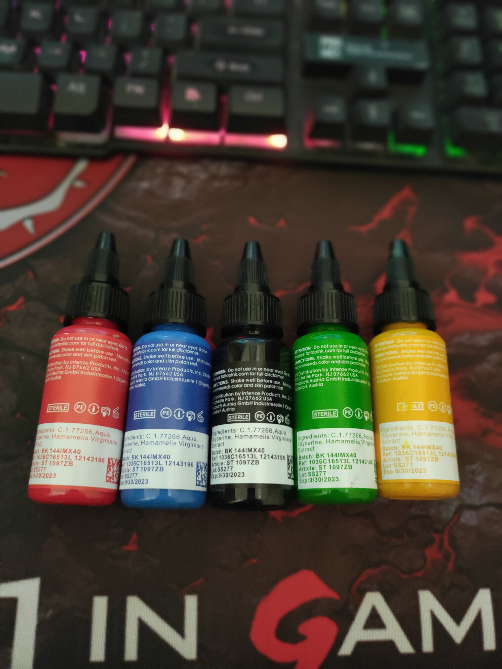 Set 5 màu mực xăm Trung cấp Intenze