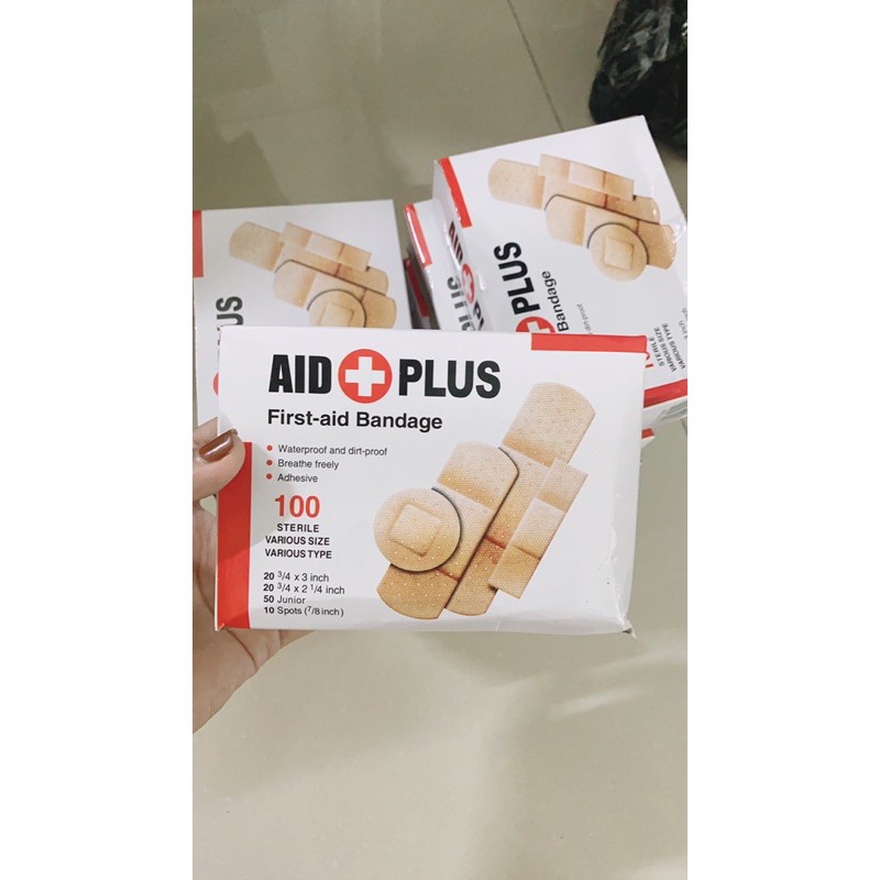 Hộp 100 băng gâu đủ kích thước AID PLUS