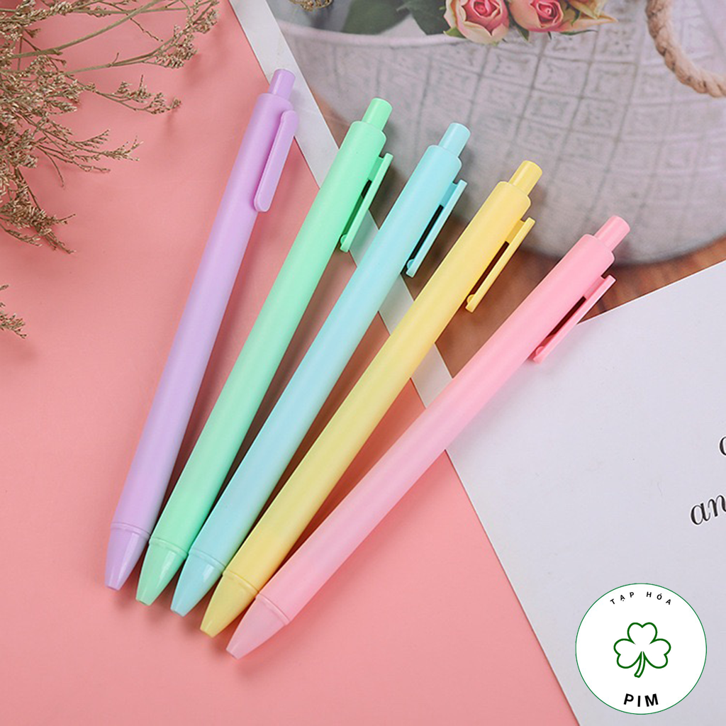 Bút bi bấm nhiều màu macaron dễ thương 0.5mm