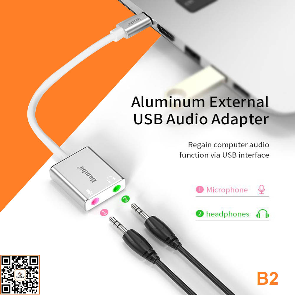 Cáp Chuyển USB Type-C ra cổng audio 3.5 - USB TYPE-C TO SOUND 7.1 BAMBA B2