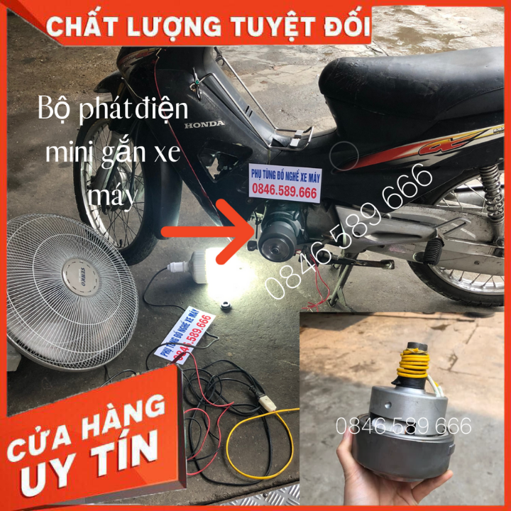 Bộ Phát Điện Mini Gắn Xe Máy 100% Lõi Đồng