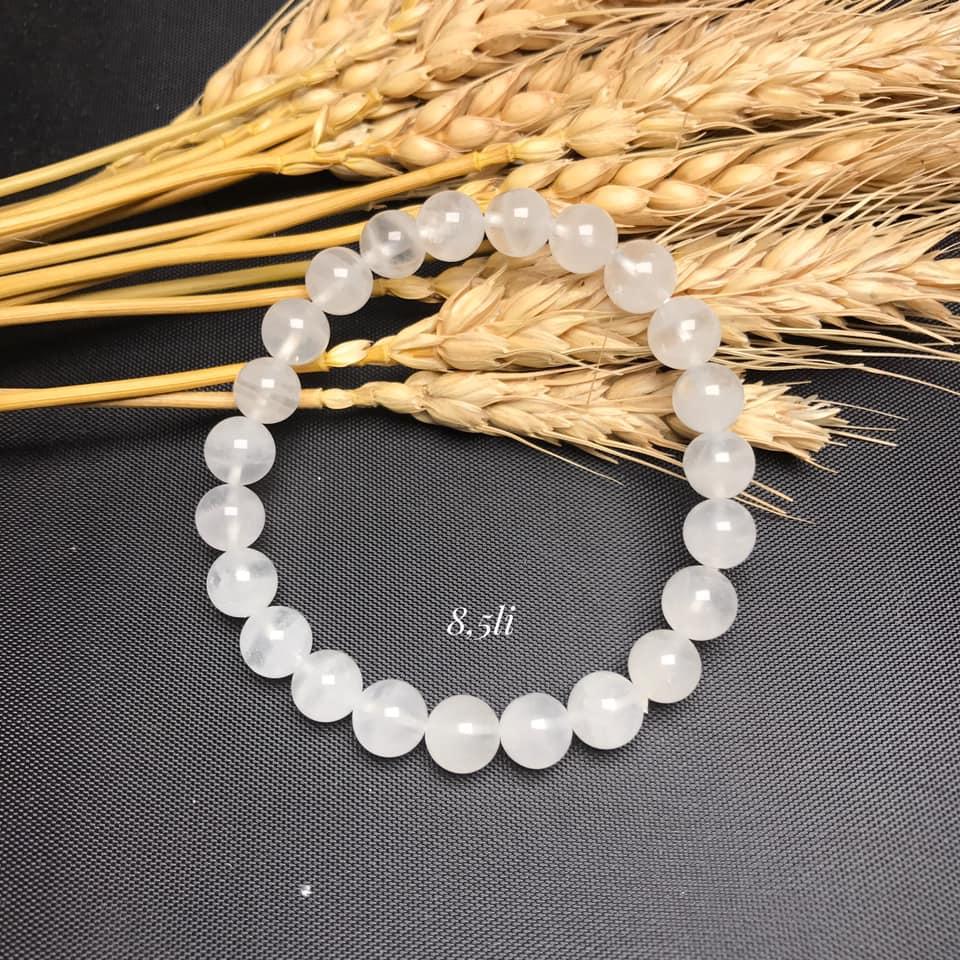 Vòng tay đá thạch anh ưu linh trắng cỡ hạt 10mm