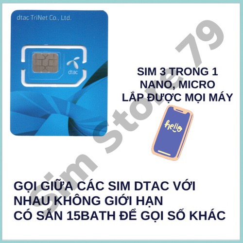 Sim du lịch thái lan không giới hạn data 8 ngày _Sim Store 79