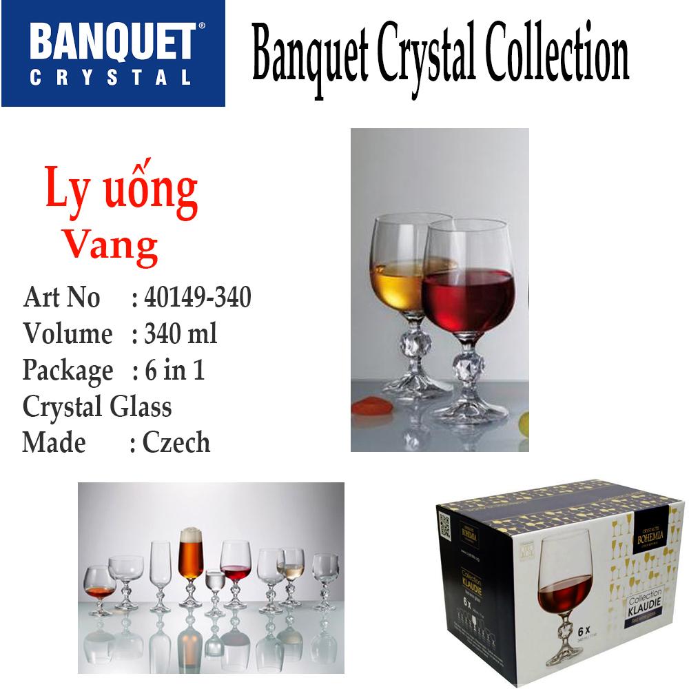 Bộ 6 ly pha lê uống rượ.u vang 340 ml Tiệp Khắc