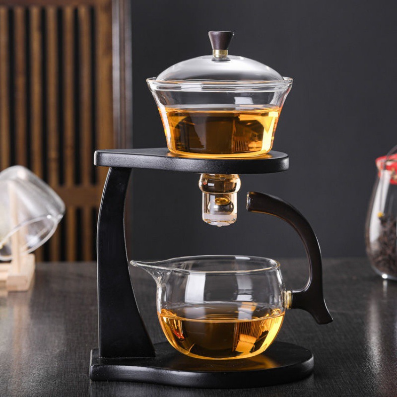 Dụng cụ pha trà bán tự động dụng cụ pha trà bán tự động bộ thủy tinh chịu nhiệt bát pha trà ấm trà lười cốc trà kung fu hot