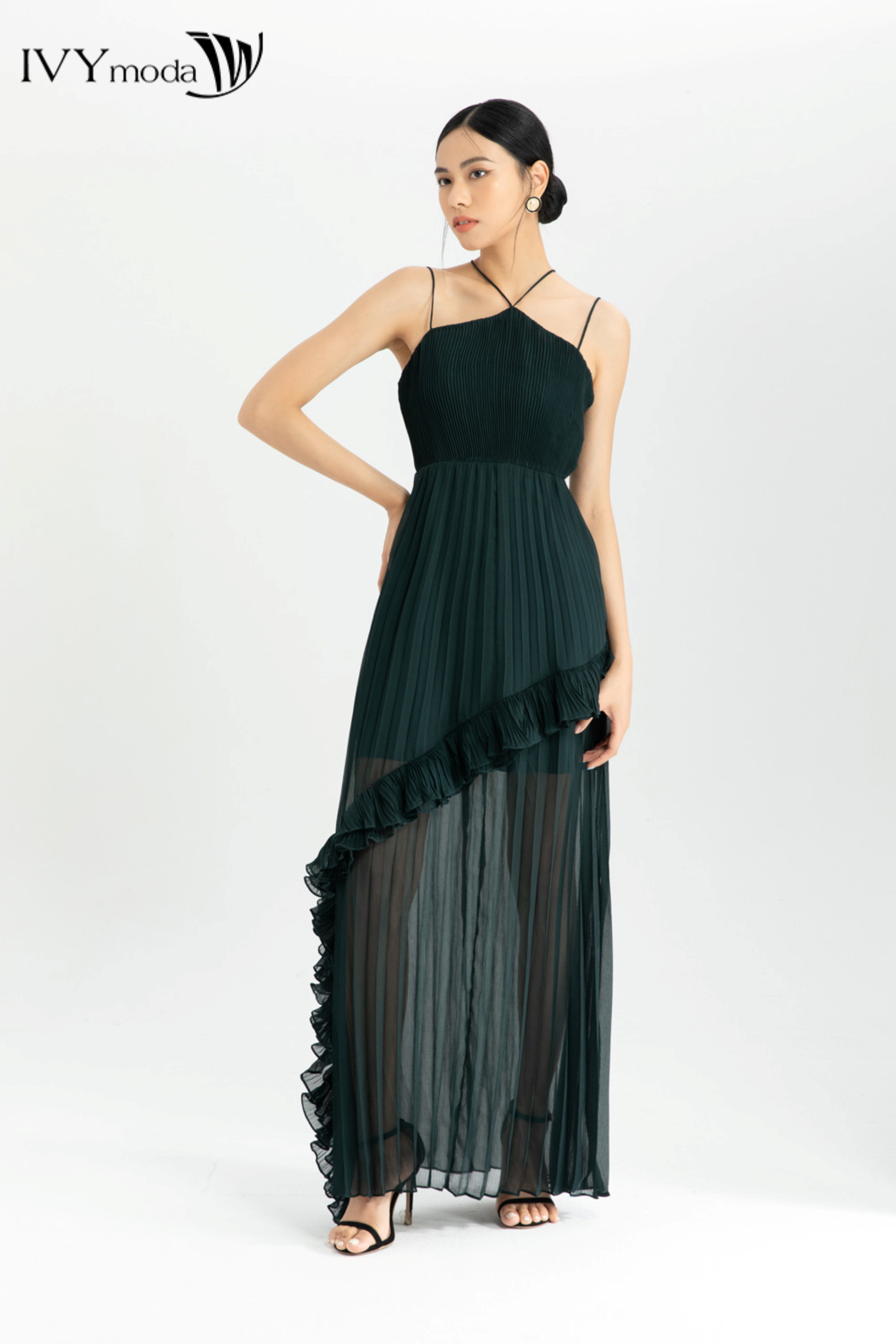 Đầm dạ hội dập ly tùng váy xòe xếp tầng độc đáo ivy moda ms 45s2540