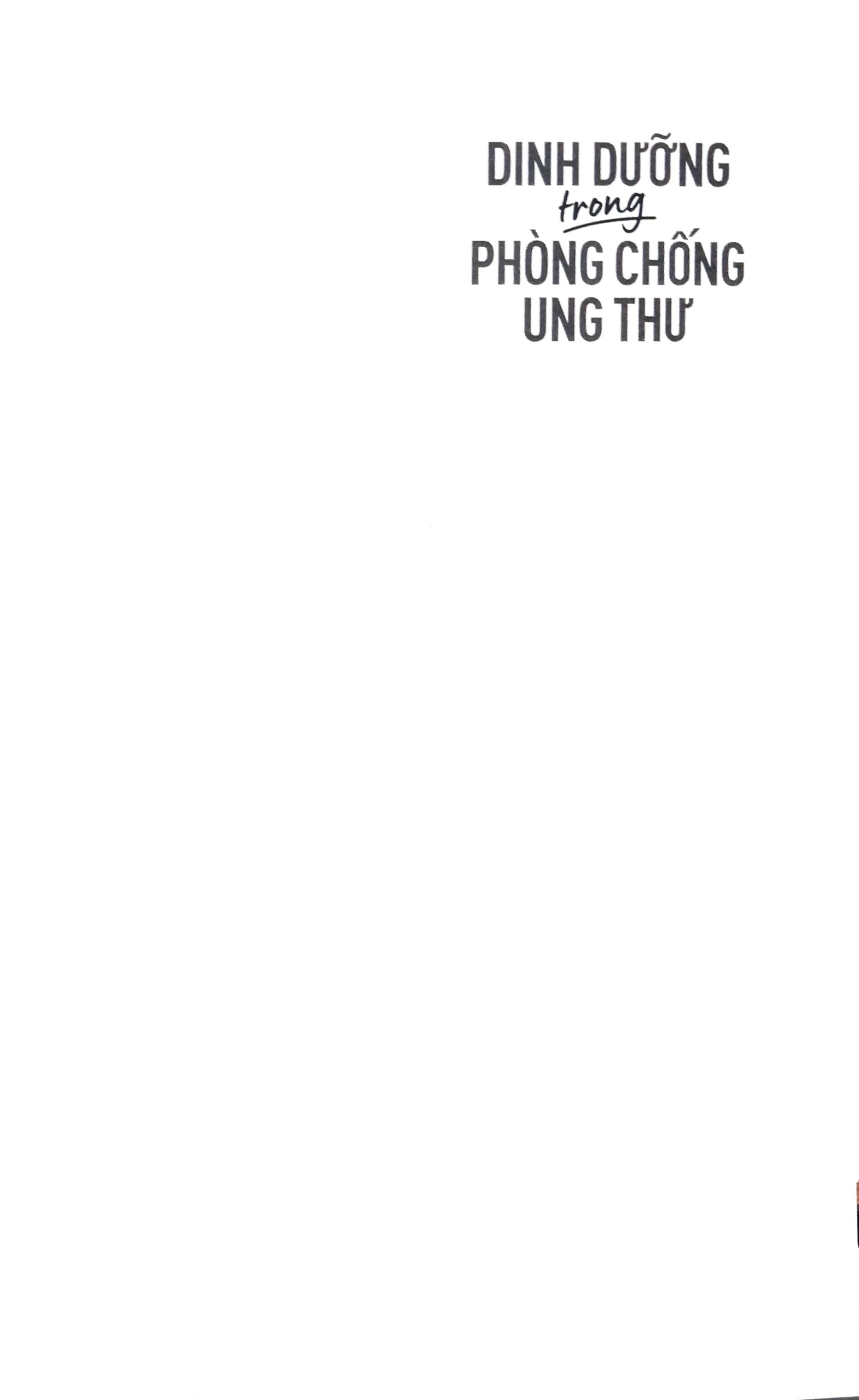 Sách - Dinh Dưỡng Trong Phòng Chống Ung Thư