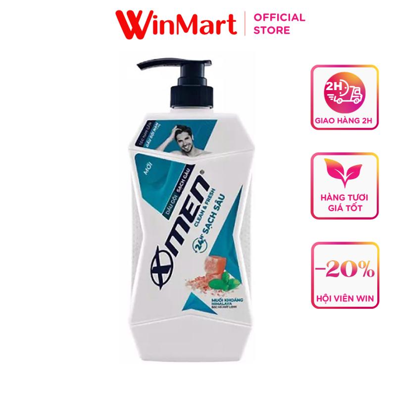 -dầu gội sạch gàu x-men clean & fresh 24h sạch sâu chai 630g