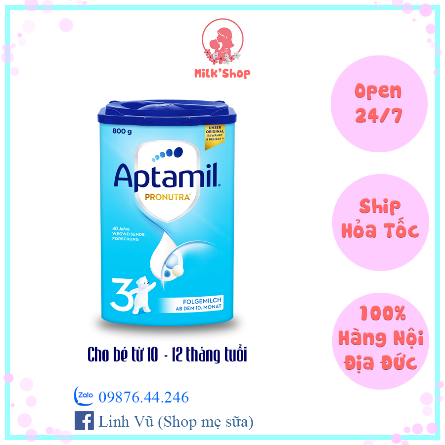 sữa Aptamil nội địa Đức số 1,2,3 (mẫu mới) - 800g - đủ bill