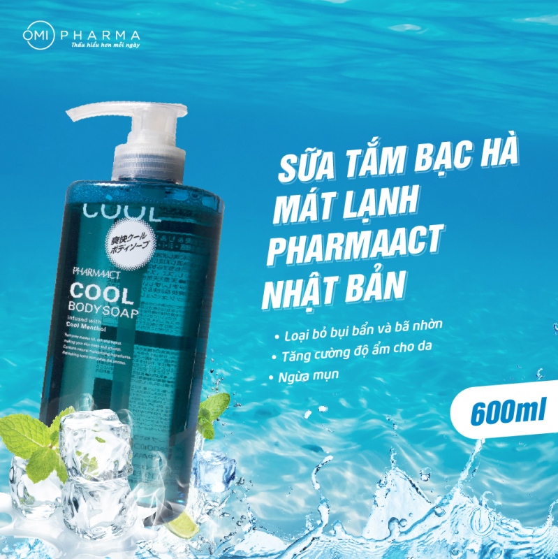 Sữa tắm Bạc Hà Mát Lạnh cho Nam PharmaAct Cool Body Soap (600ml)