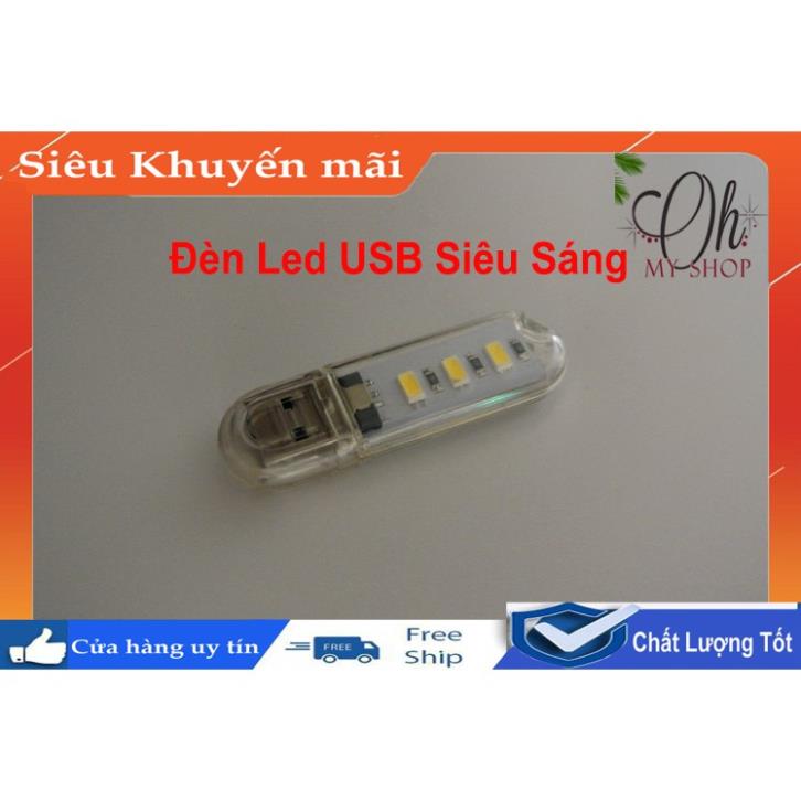 Đèn Led USB  3 Bóng Siêu Sáng Trắng