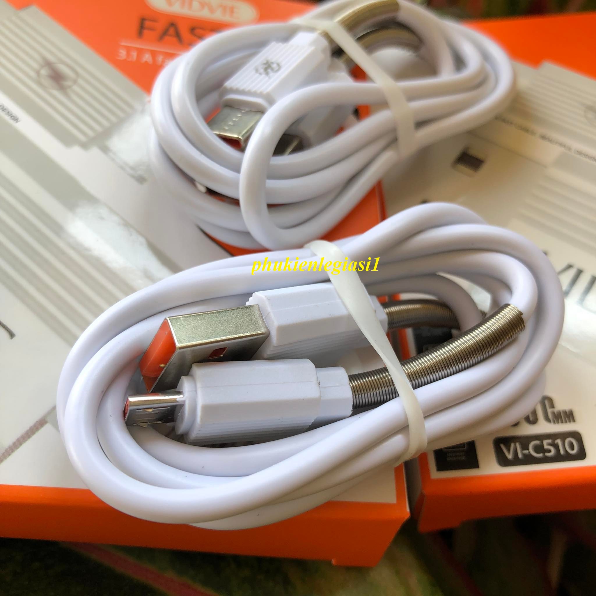 XÃ HÀNG THANH LÝ Cáp sạc VIDVIE C510 bện lò xo 2 đầu Micro usb Type C Iphone