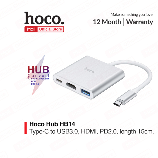 CÁP CHUYỂN ĐỔI HOCO HB14 CỔNG TYPE-C SANG 3 CỔNG HDMI-USB 3.0- TYPE-C