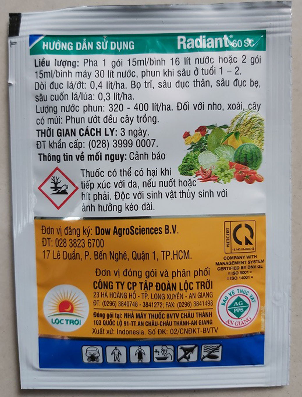 (Combo 10 gói) Thuốc trừ sâu sinh học Radiant 60SC 15ml