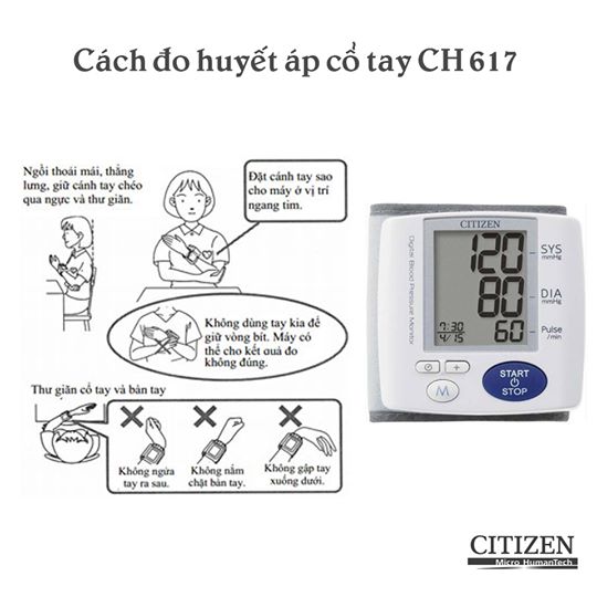[HCM]Máy đo huyết áp điện tử cổ tay Citizen CH-617