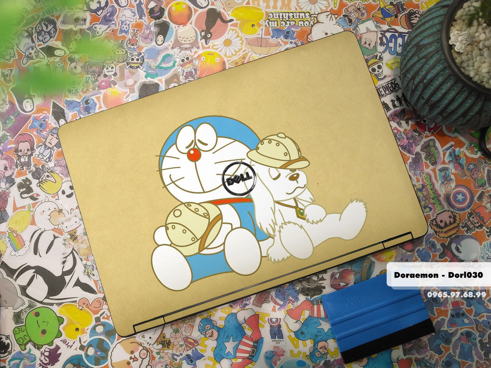 Decal Skin dán Laptop Dell mẫu Doraemon (inbox mã máy cho shop)