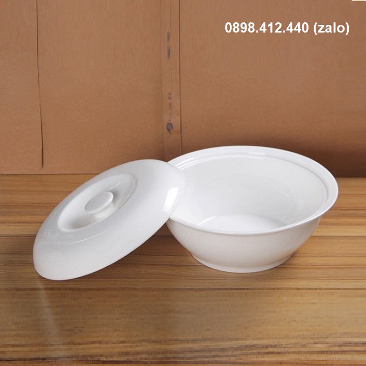 [HCM]thố sứ trắng kèm nắp - thố sứ