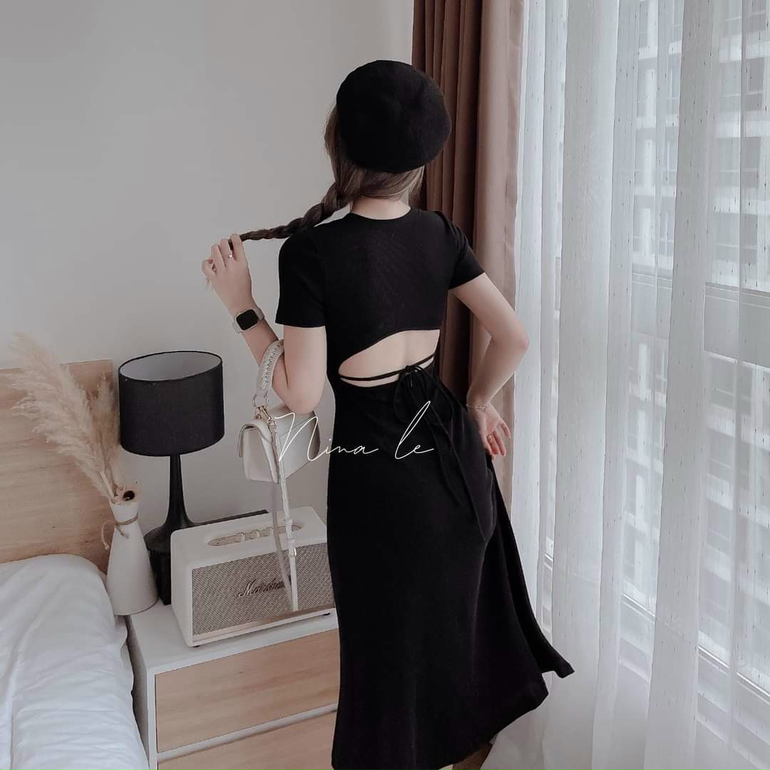 ĐẦM HỞ LƯNG XÒE DÀI CÓ MÚT CỰC ĐẸP