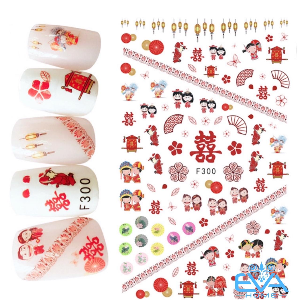 [HCM]Miếng Dán Móng Tay 3D Nail Sticker Hoạt Hình Chủ Đề Đám Cưới F300