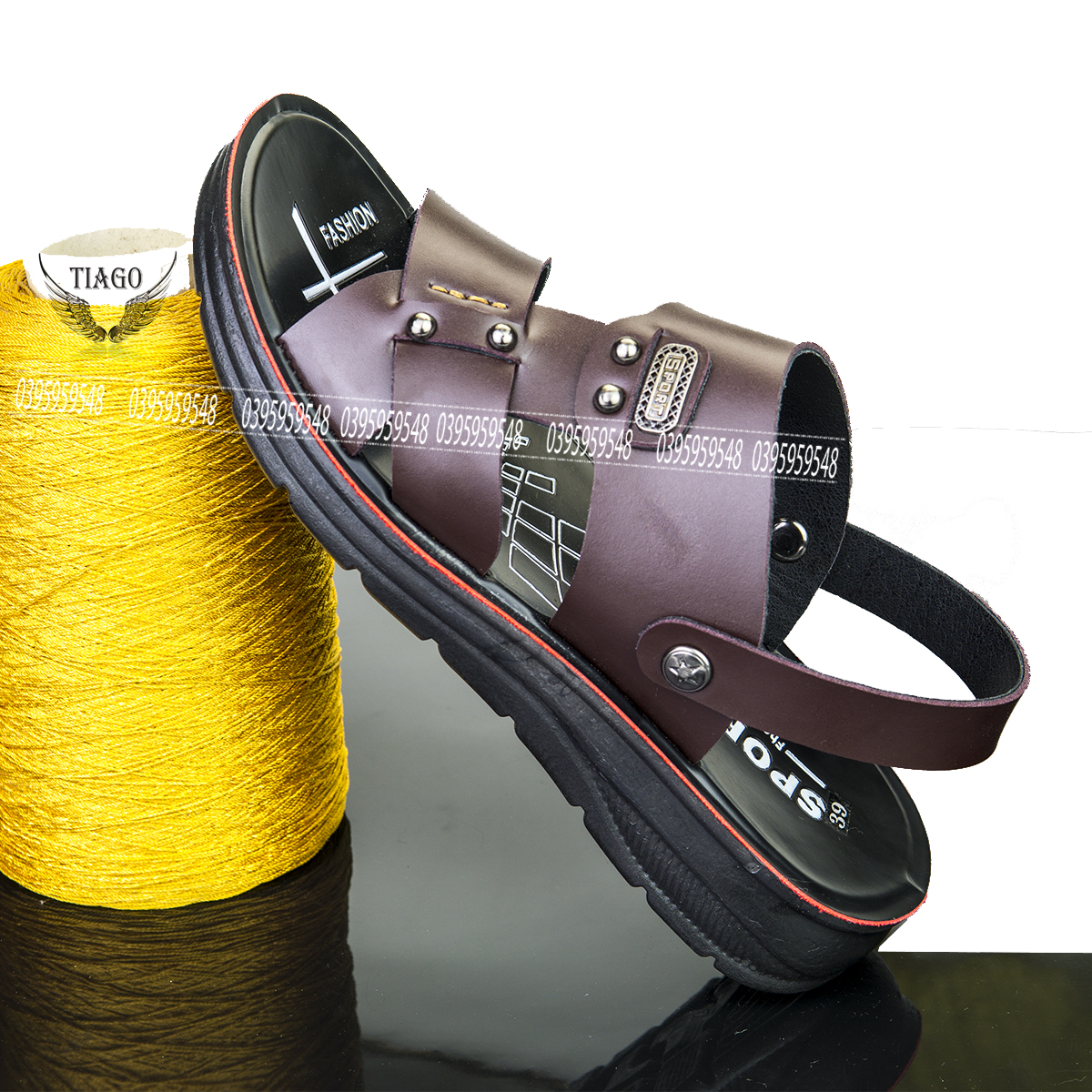 Men's Leather Sandals with Super Durable Molded Rubber Sole [Spost]