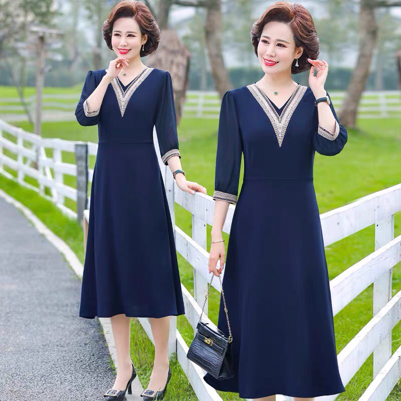 Váy đầm voan dáng suông thời trang cho phụ nữ trung niên hàng Quảng Châu |  Shopee Việt Nam