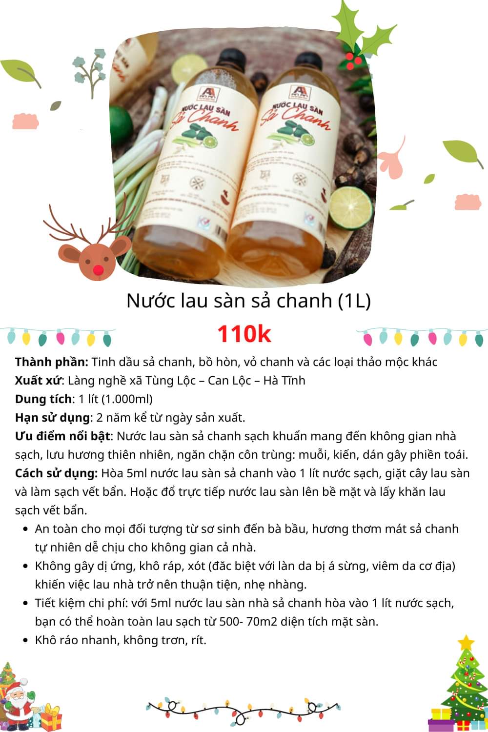 Nước lau sàn sả chanh (1L)
