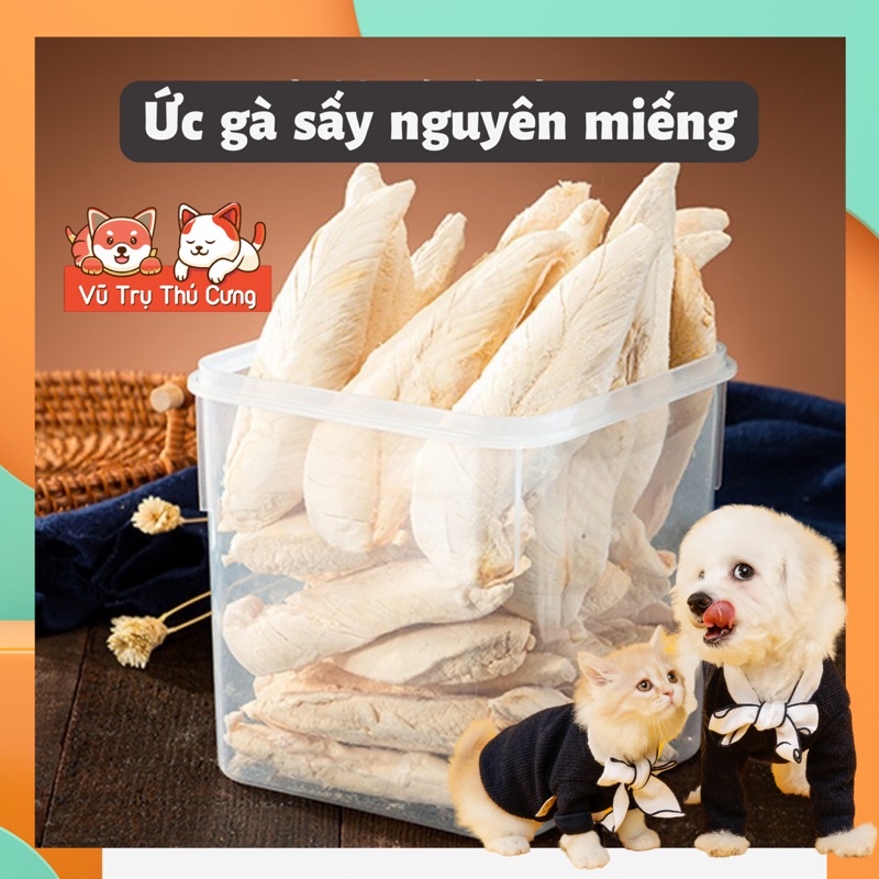 Snack Ức gà sấy nguyên miếng dành cho Chó mèo hộp 515g
