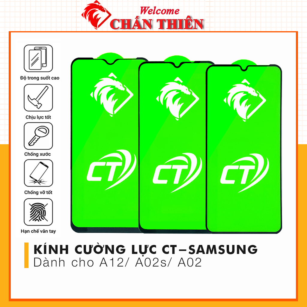 Kính cường lực samsung A12 A02 A02s M12 full màn hình và trong suốt cảm ứng mượt tặng kèm khăn lau