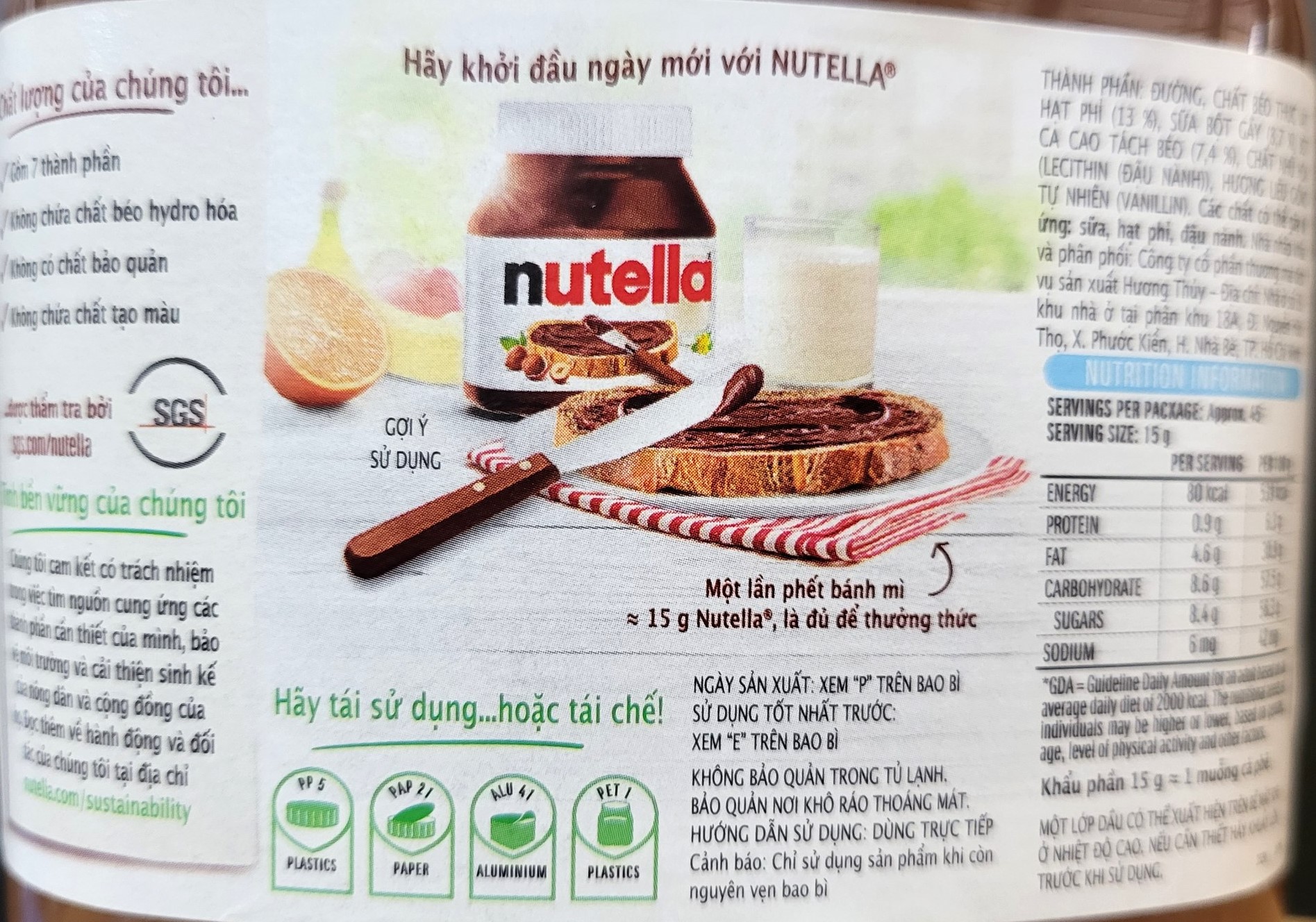 NUTELLA (HỘP NHỰA LỚN 680g) BƠ HẠT PHỈ CA CAO PHẾT BÁNH MÌ Hazelnut Spread with Cocoa