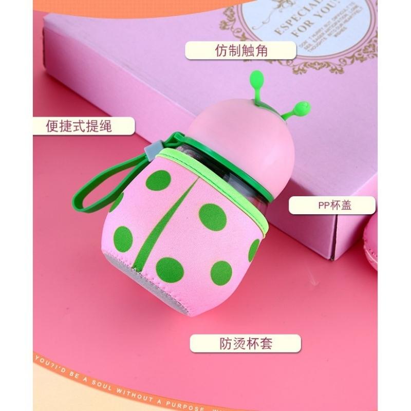 Bình giữ nhiệt lõi thủy tinh đựng sữa cháo họa tiết công trùng dễ thương SWEET HOME