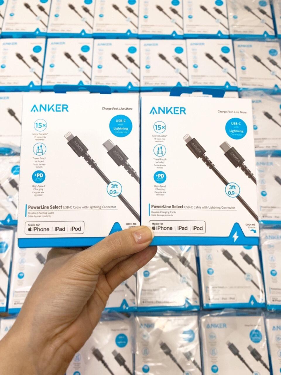 Cáp Anker PowerLine Select Lightning to USB-C, dài 0.9m A8612/A8613 1.8m
