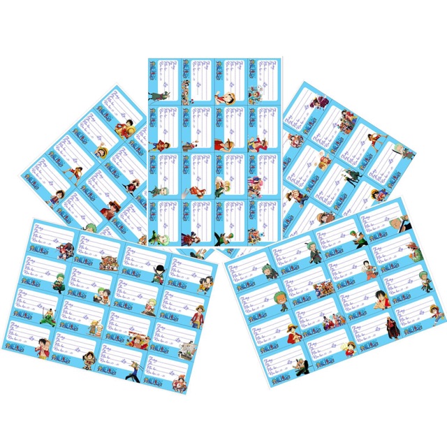 16 nhãn vở anime one piece hình chibi có đề can bóc dán