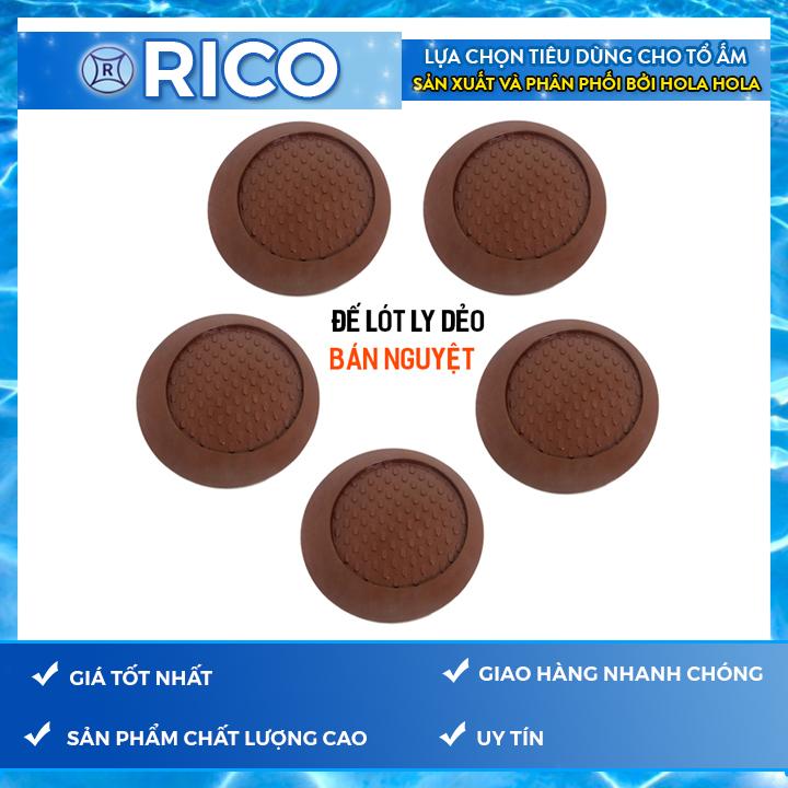 Bộ 10 miếng đế lót ly nhựa tròn Rico (Nâu)