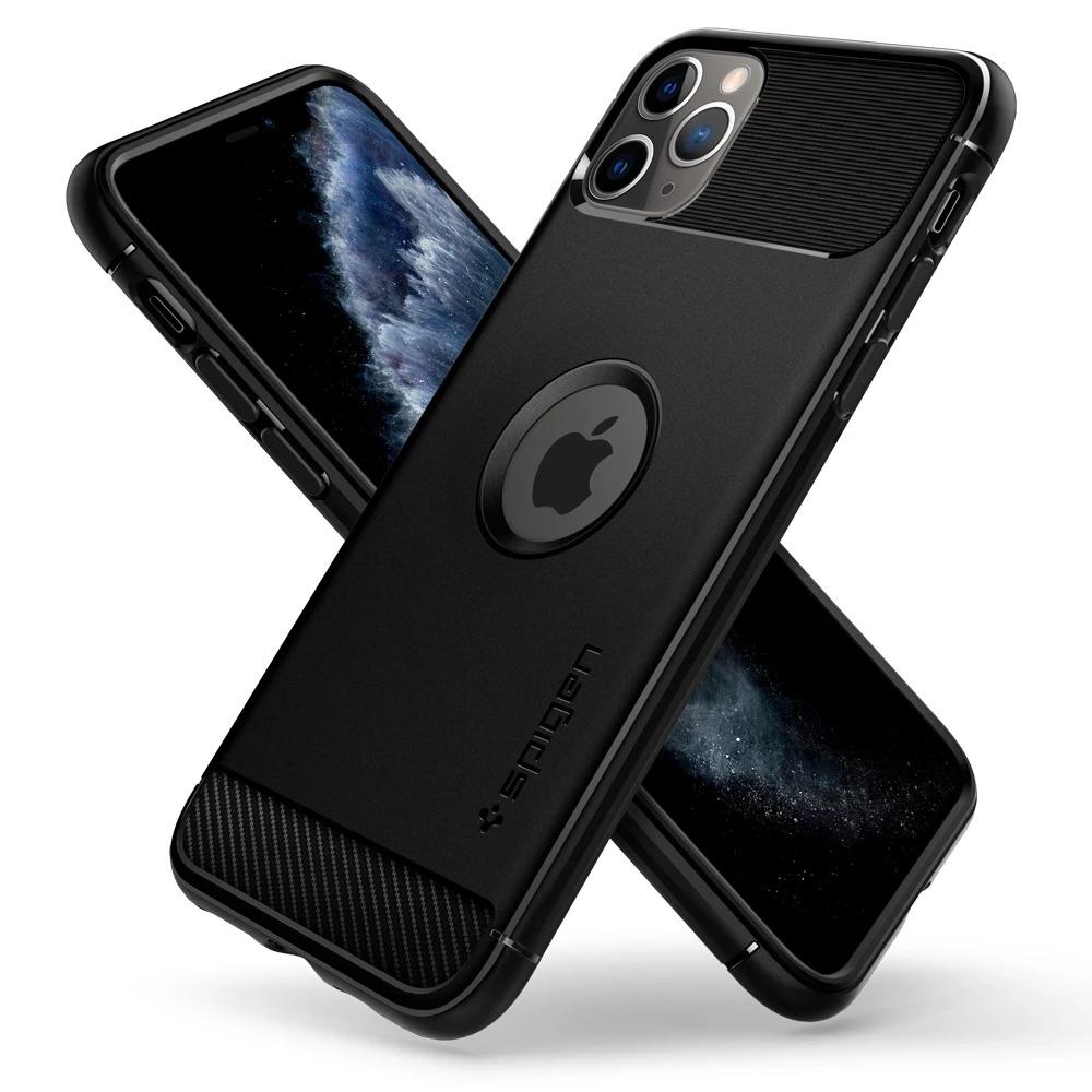 Ốp lưng hàng hiệu Spigen Rugged Armor màu đen cho iPhone 11 Pro Max | iPhone 11 Pro | iPhone 11